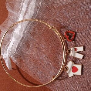 Bangle Bracelet 3 charms gold color